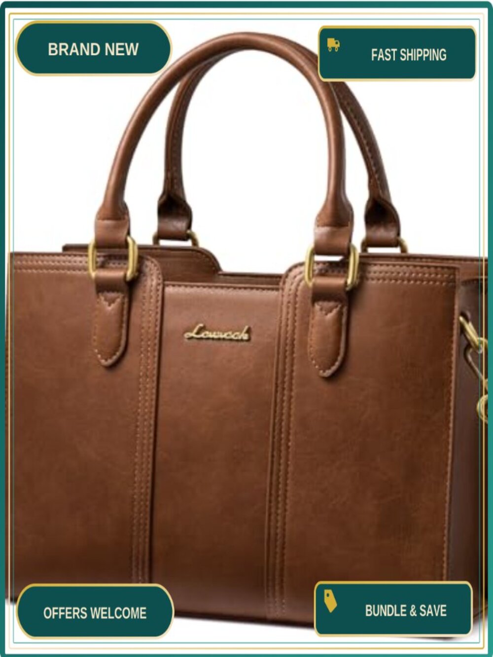 Vegan Leather Satchel Top Handle Crossbody Shoulder Bag Work Purse